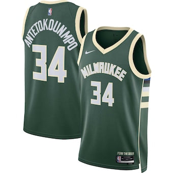 Unisex Milwaukee Bucks Giannis Antetokounmpo Nike Hunter Green 2022/23 Swingman Jersey - Icon Edition - WORLDOFSHOES