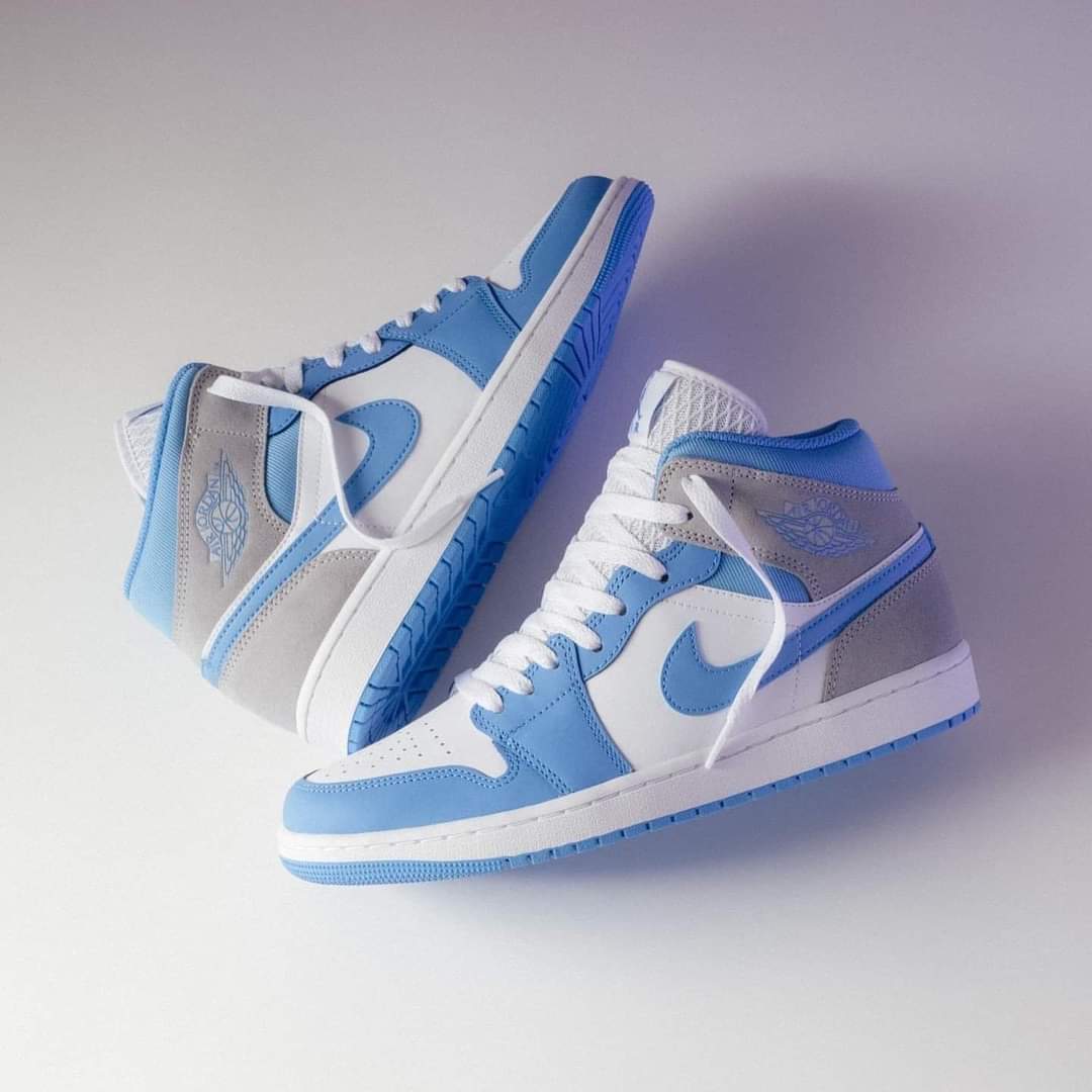 Jordan 1 Mid University Blue Grey - WORLDOFSHOES