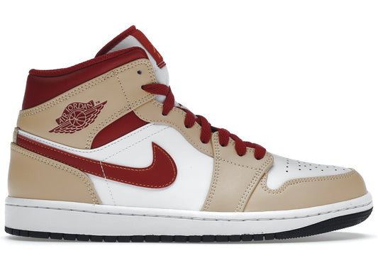 Jordan 1 Mid Light Curry Cardinal - WORLDOFSHOES