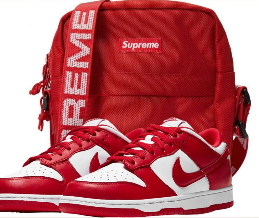 Combos Nike dunk low red and white  x Supreme - WORLDOFSHOES