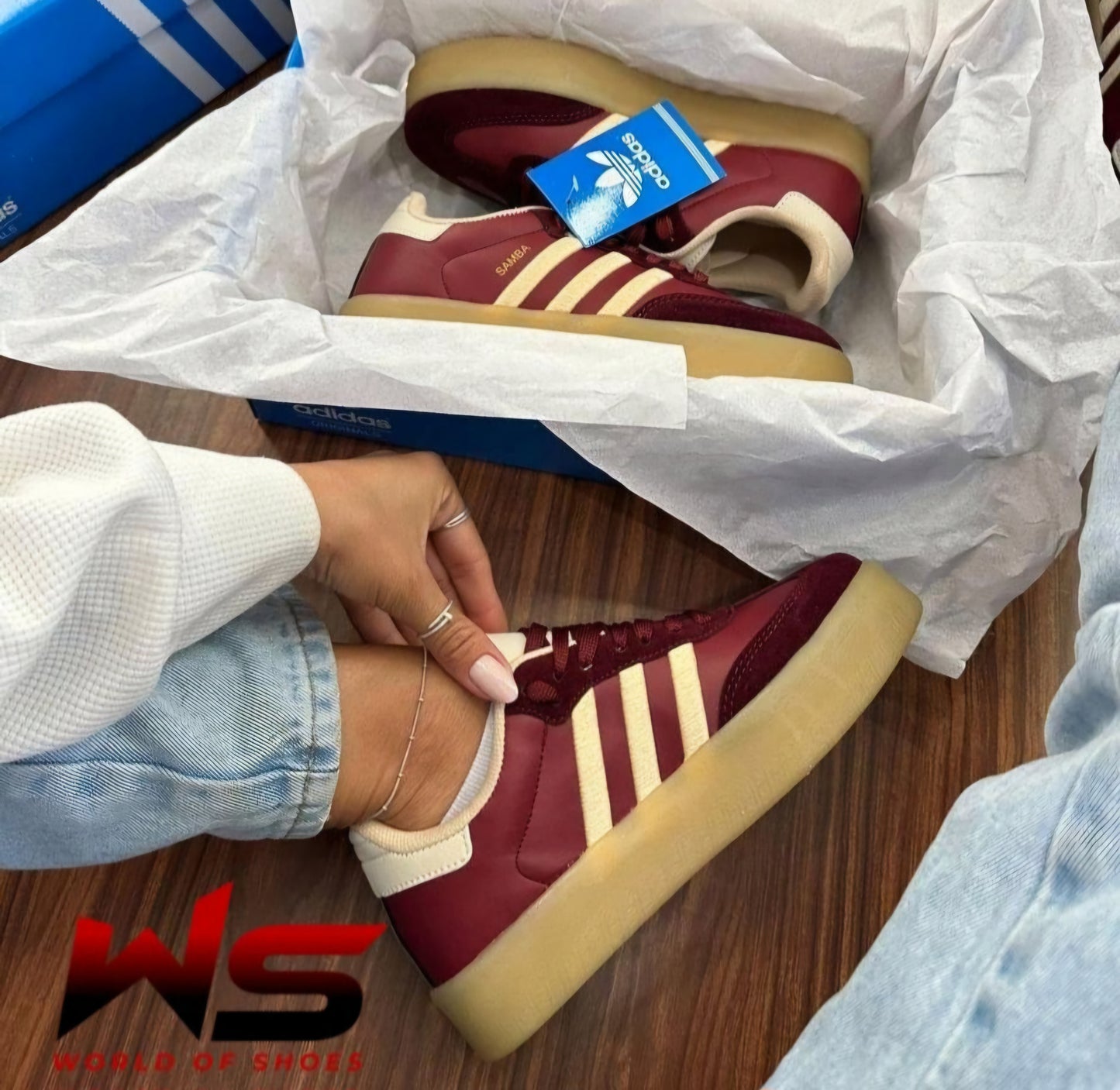 Adidas Samba platform burgundy cream - WORLDOFSHOES