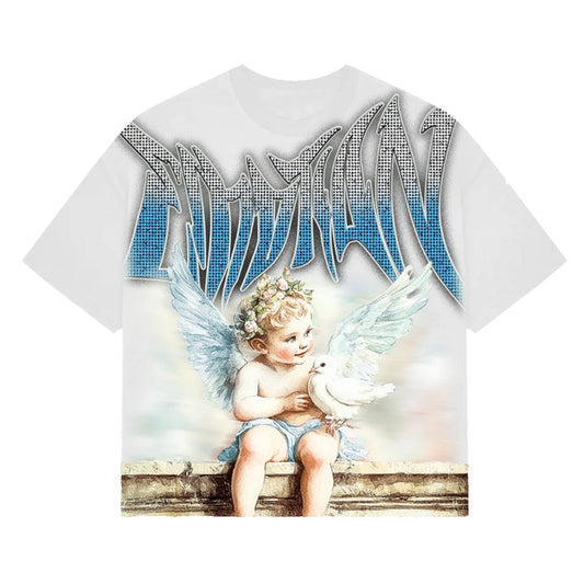 White ‘Dove’ Rhinestone Tee - WORLDOFSHOES