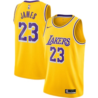 Men's Los Angeles Lakers LeBron James Nike Gold 2020/21 Swingman Jersey - Icon Edition - WORLDOFSHOES