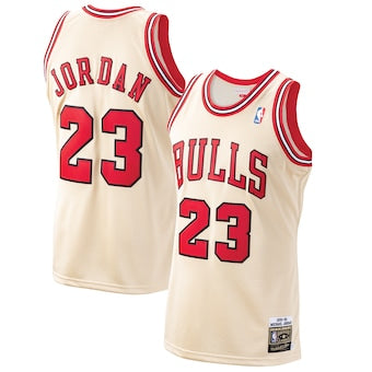 Men's Chicago Bulls Michael Jordan Mitchell & Ness Gold 1995/96 Hardwood Classics Premium Gold Jersey - WORLDOFSHOES