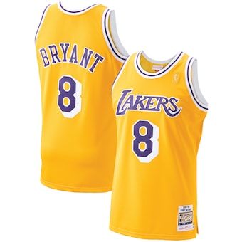 Men's Los Angeles Lakers Kobe Bryant Mitchell & Ness Gold 1996-97 Hardwood Classics Authentic Player Jersey - WORLDOFSHOES